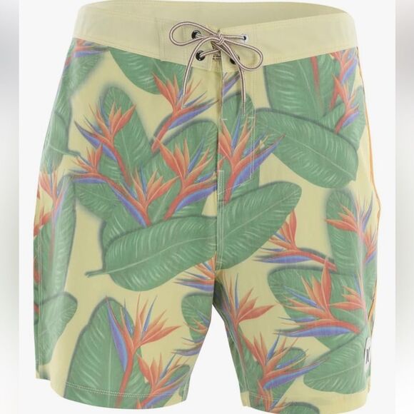 NWT Hurley Board Shorts Swim Phantom Quick Dry 4 Way Stretch Tropical 30 Yellow - Picture 9 of 12